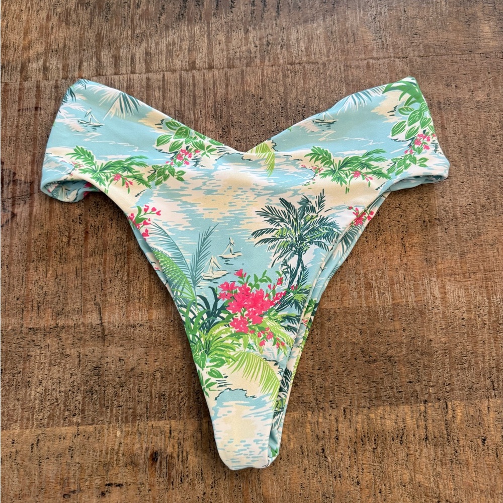 Skatie Floral Bikini Bottom in Green and Pink